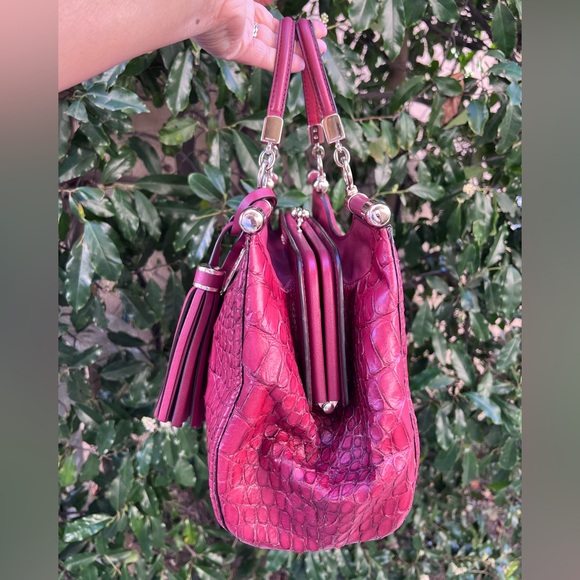 Coach LIMITED EDITION Croc Embossed Leather Satchel – Red – Style F26336 - Picture 3 of 11